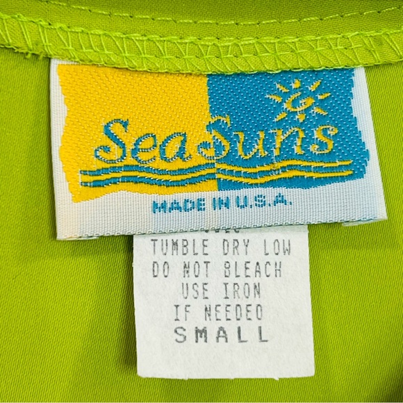Vintage Lime Green Beach Sleeveless Midi Dress Sea Suns Made in USA size Small - Picture 4 of 8